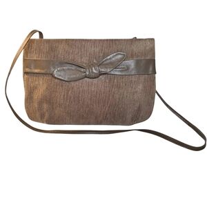 Vintage Mardane Purse Beige Suede & Lambskin Leather Hinged Retro Evening Bag